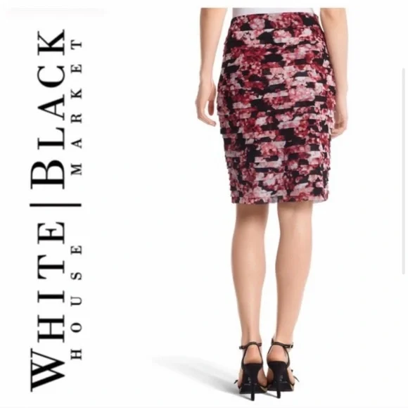 Pink Floral Layered Chiffon Pencil Skirt - Picture 2 of 9